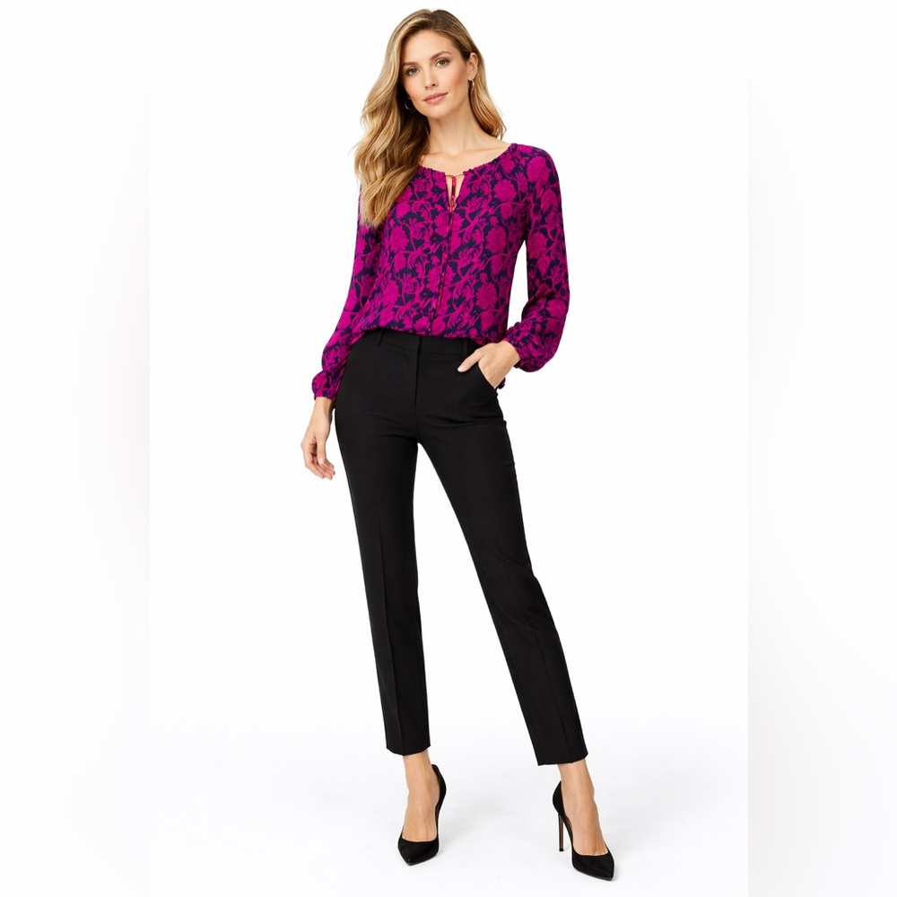 Tory Burch Pink and Blue Graphic Buttoned Blouse